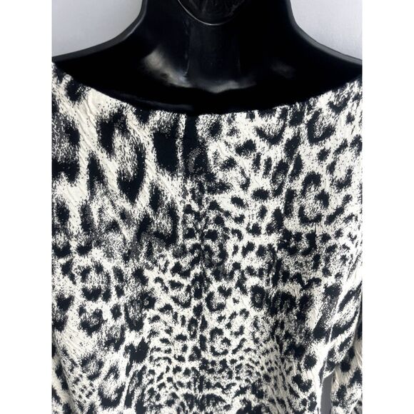 Chico's Leopard Print Sweater Top sz L Classy Retro 90s Mob Wife 80s Boat Neck - Picture 6 of 10